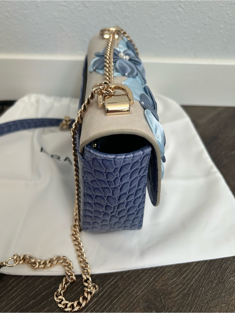 Brahmin Rosa Bellbottom Blue Fleur Genuine Leather - Picture 7 of 10